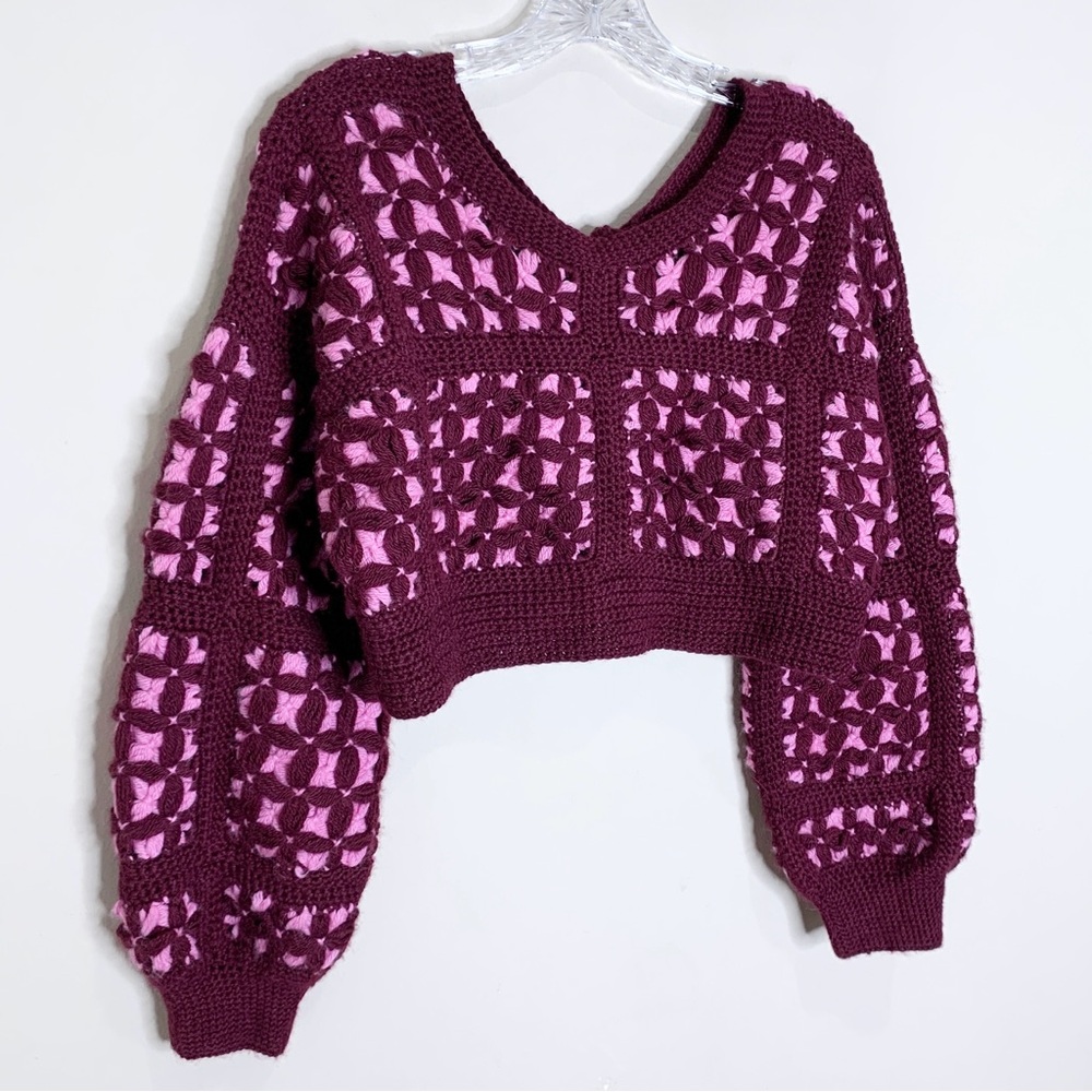PROCHE Studios Bastidor Baby Alpaca Crochet Cardigan (Sz S/M) Reversible Cropped - Picture 13 of 16